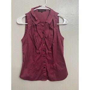 Walter Voulaz Shirt Womens 40 Pink Berry Ruffle Sleeveless Blouse S Italy NEW